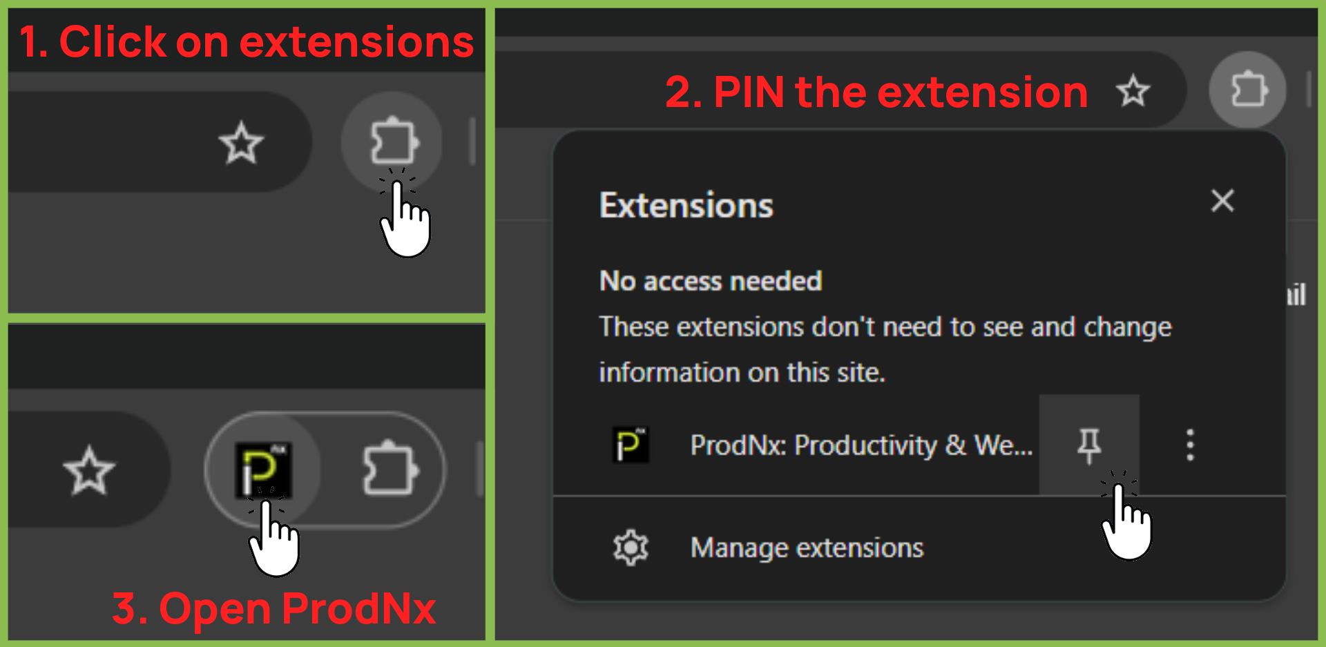 How to pin the extension